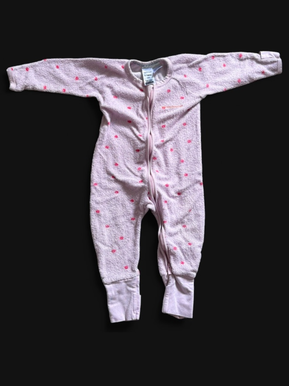 6-12M Bonds | Pink Polka Baby One-Piece Zipper Sleepwear